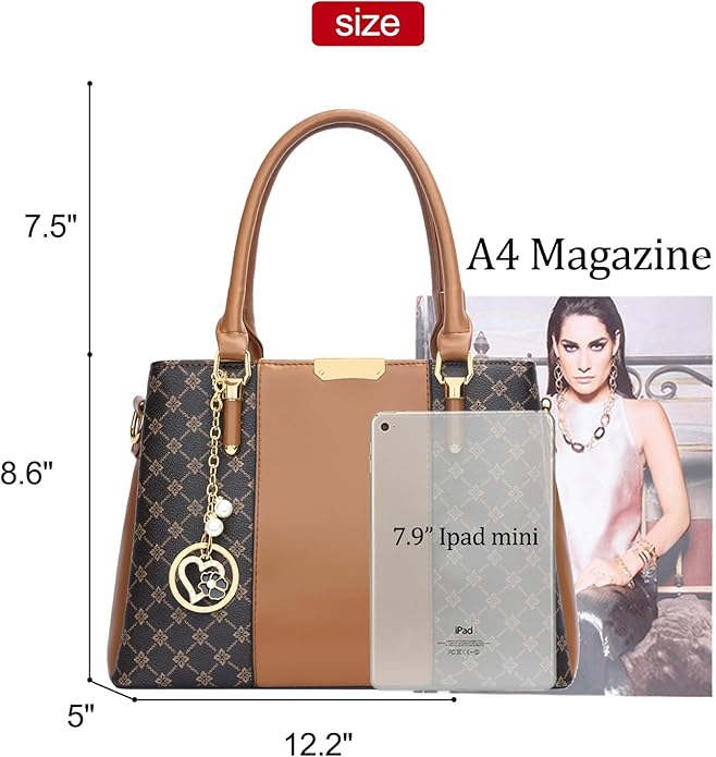 KKXIU 3 Zippered Compartments Purses and Handbags for Women Top Handle Satchel Shoulder Ladies Bags
