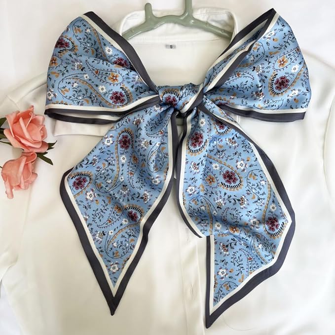 Silk Head Scarf for Hair Fashion Headwrap for Women Lightweight Neck Tie
