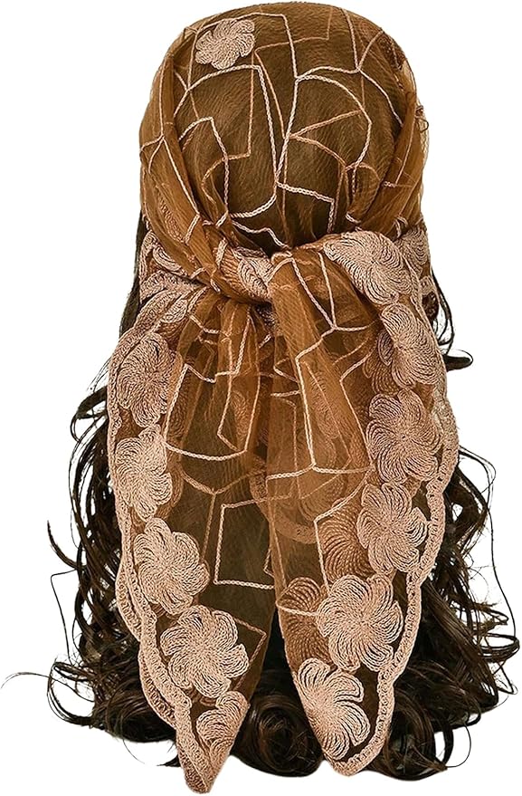 Floerns Women's Flower Embroidery Hair Scarf Headband Sheer Lace Hair Bandana