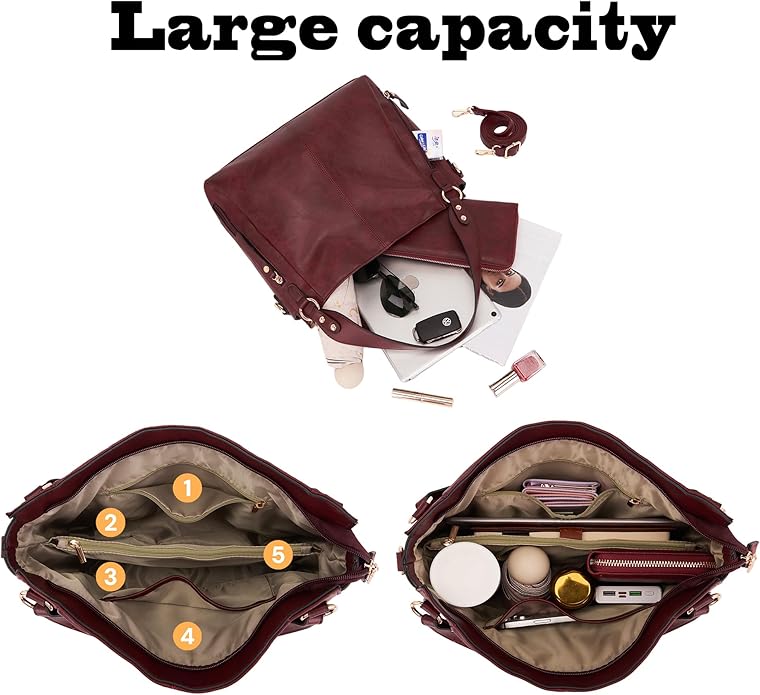 Women's Hobo Handbags Crossbody Bags Ladies Tote Shoulder Bags Purses and Wallet Set 2pcs