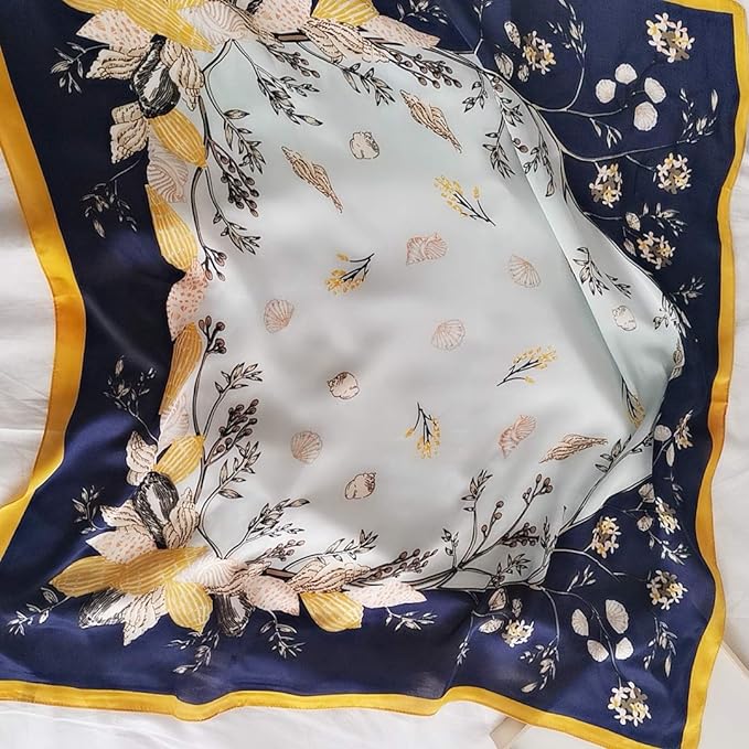 FONYVE Silk Feeling Scarf Medium Square Satin Head Scarf for Women 27.5 × 27.5 inches