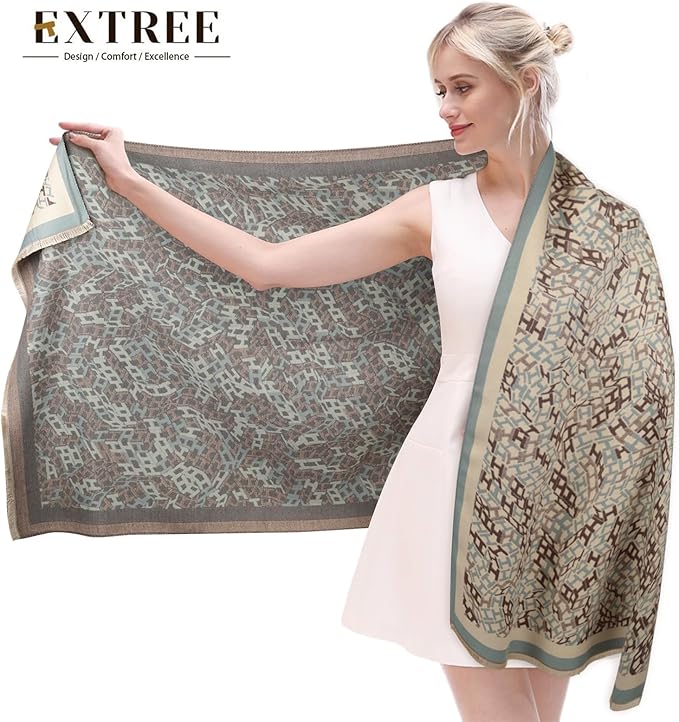 EXTREE Scarfs for Women Pashmina Silky Shawl Wrap for Evening Dressing Blanket Open Front Poncho Cape