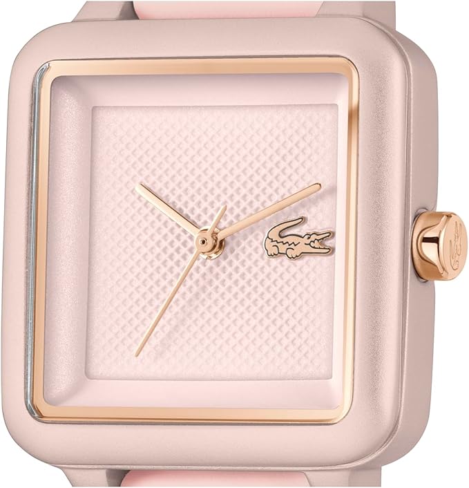 Lacoste.12.12 Flow Women's 3H Quartz Watch - Slim Silicone Strap - Square Case - Water Resistant up to 3ATM/30 Meters - Minimalist Elegance for Her - 26mm
