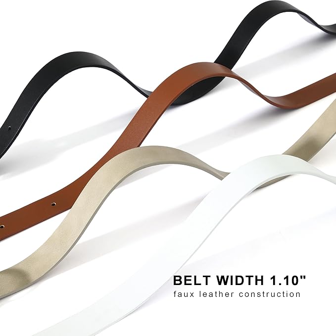 Earnda Women Faux Leather Belt for Jeans Pants Fashion Ladies Waist Belts with Gold Silver Oval Buckle