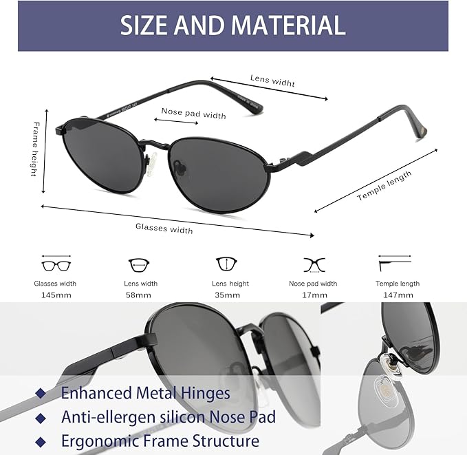 Retro Oval Sunglasses Womens Mens Trendy 2025, Fashion Y2K Narrow Oval Cat Eye Sun Glasses UV400 Protection VF2251