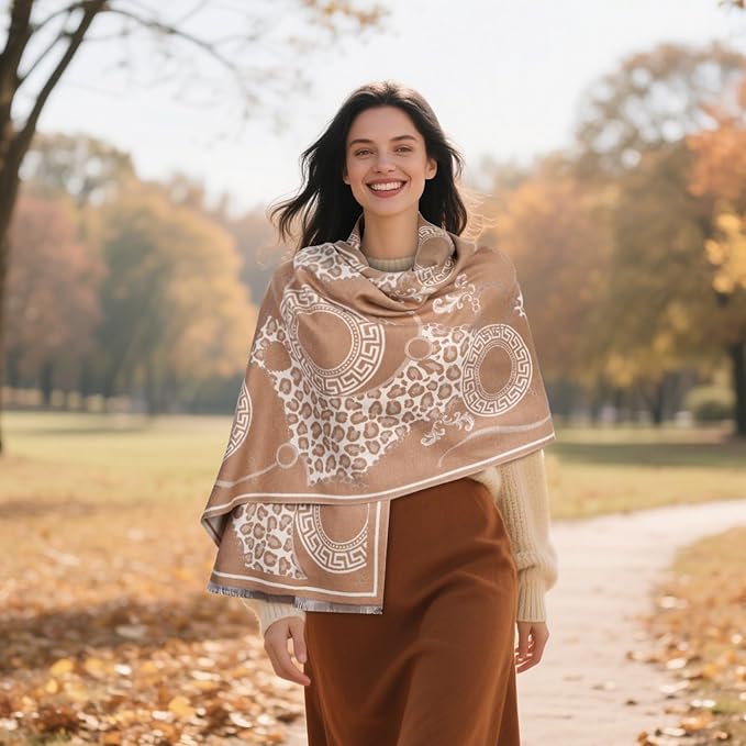 EXTREE Scarfs for Women Pashmina Silky Shawl Wrap for Evening Dressing Blanket Open Front Poncho Cape