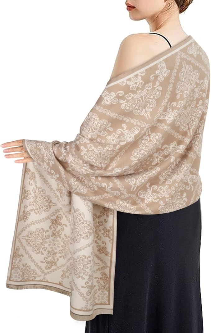 EXTREE Scarfs for Women Pashmina Silky Shawl Wrap for Evening Dressing Blanket Open Front Poncho Cape