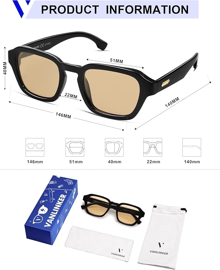 VANLINKER Retro Vintage Polarized Trendy Small Square Sunglasses for Women Men 2025 Fashion Shades VL9858