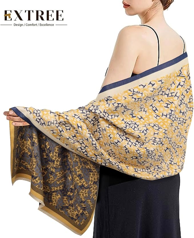 EXTREE Scarfs for Women Pashmina Silky Shawl Wrap for Evening Dressing Blanket Open Front Poncho Cape