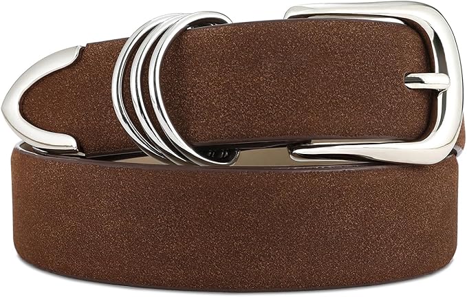 Women's Leather Belts with Gold Buckle Fashion Leather Waist Belt Elegant Ladies Belts for Jeans Dress & Casual Wear