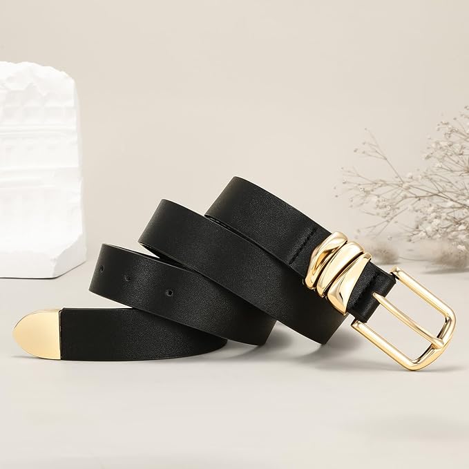 VONMELLI Women's Belt for Jeans Dress Leather Belt for Women Fashion Waist Ladies Belt with Silver Buckle