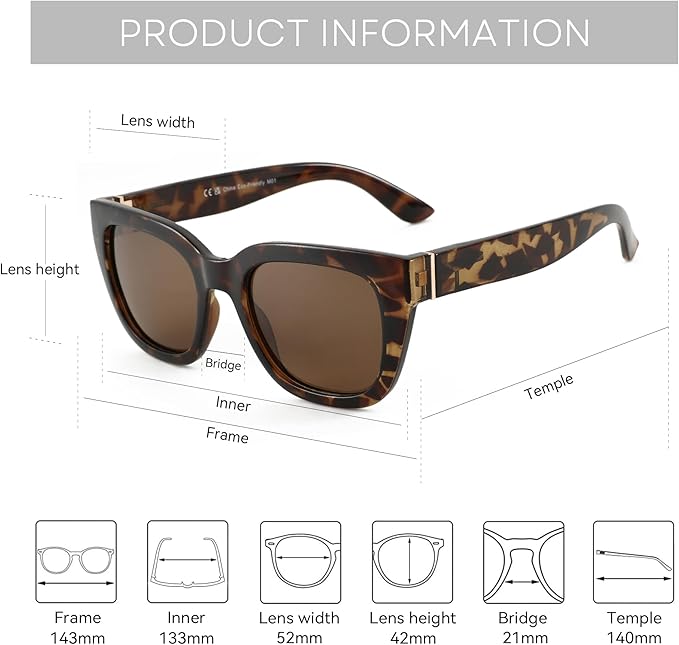 ZENOTTIC Retro Square Polarized Sunglasses for Women Vintage Sun Glasses UV400 Protection Trendy Shades Fashion Style