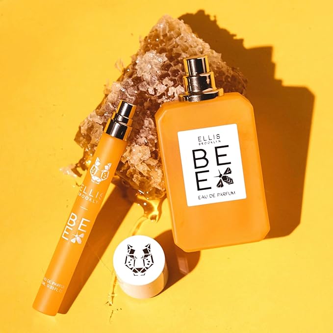 Ellis Brooklyn BEE Eau de Parfum, Travel Spray, Honey Vanilla Perfume for Women, Warm, Spicy Scent with Sandalwood, Cocoa, & Dark Rum – Gourmand Fragrance, Paraben & Phthalate Free, 10ml / 0.33 Fl Oz