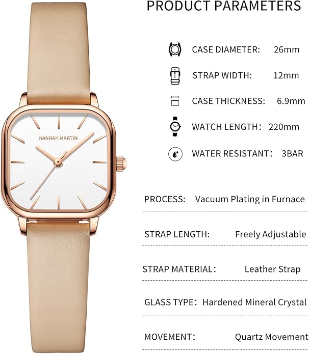 HANNAH MARTIN Watches for Women Waterproof Ladies Analog Quartz Wrist Watches Stainless Steel Band Fashion Dainty Female Watch Luxury Bracelet Diamond