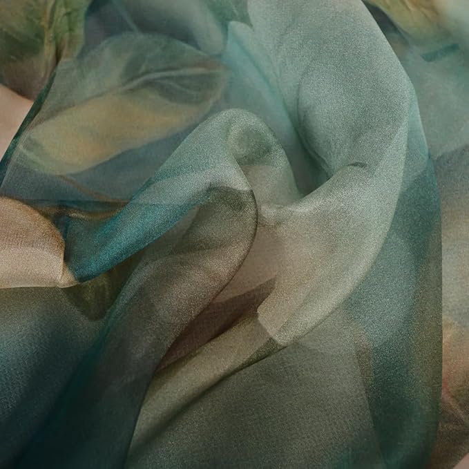 100% Mulberry Silk Women's Neck Silk Scarf-Lightweight Shawl,FLoral Print Beach Silk Wrap-Scarves for Photography