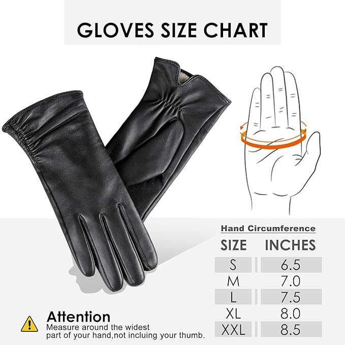 Dsane Womens Winter Leather Touchscreen Texting Warm Driving Lambskin Pure Genuine leather Gloves