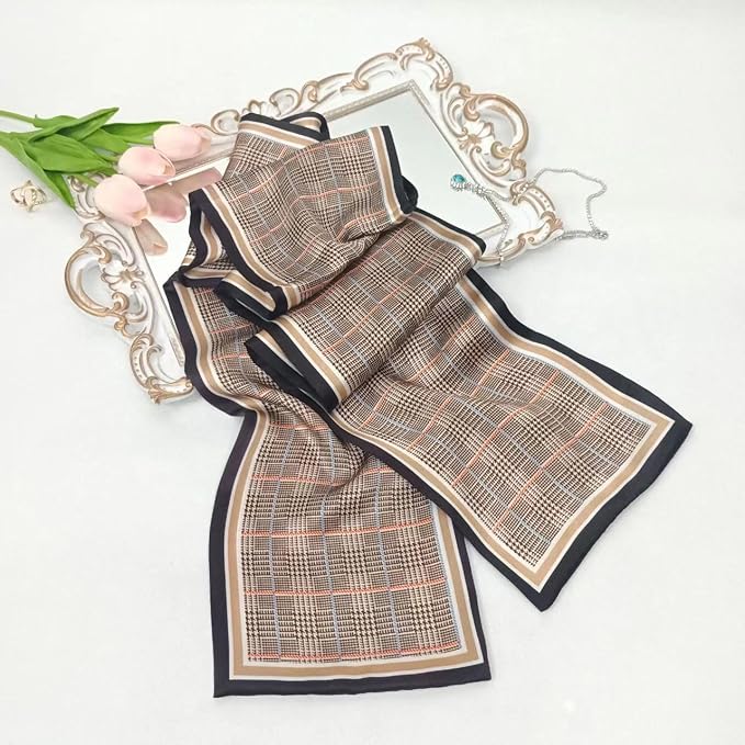 100% Mulberry Silk Ribbon Scarf for Hair Beach Head Wraps for Women Handbag accessories Necktie