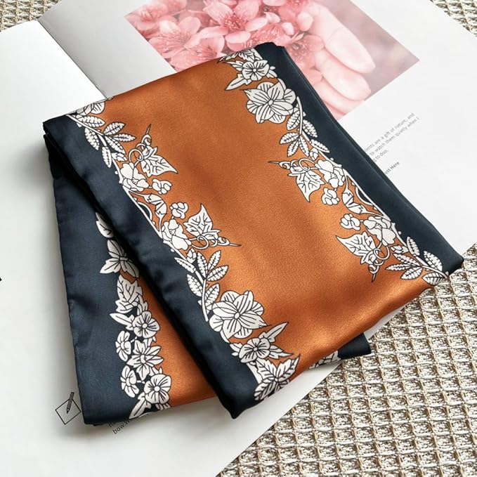 Silk Head Scarf for Hair Fashion Headwrap for Women Lightweight Neck Tie