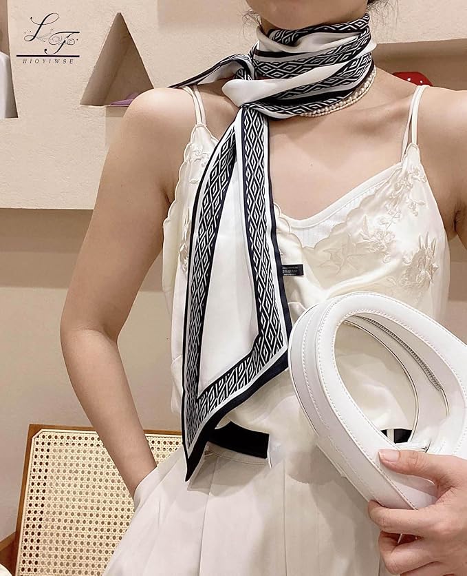 Head Scarf Hair Neck Scarves For Women Purse Bag Scarfs For Handbags Silky Long Thin Satin Headscarf Fashion