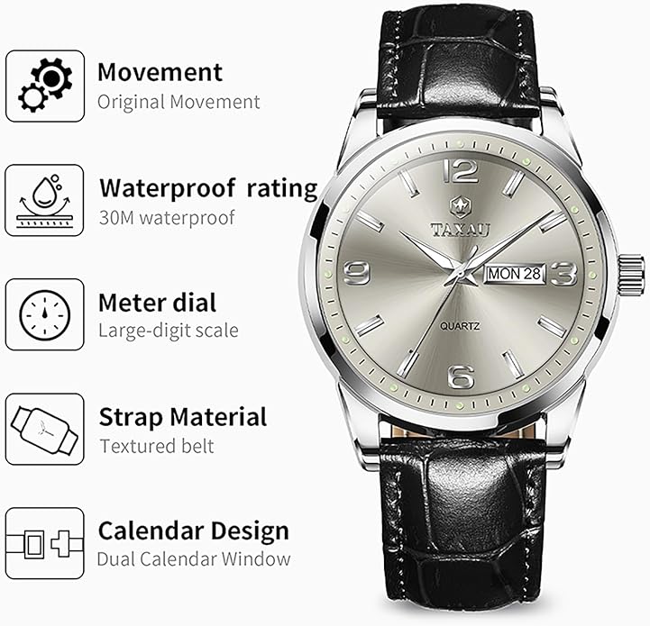 Watches for Men Adjustable Large Arabic Numerals Mens Watches Waterproof Band with Date Popular Quartz Men's Wrist Watch