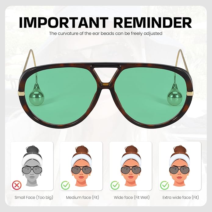 SODQW Oversized Aviator Sunglasses for Women With Earring Trendy Large Big XL Size 2025 Designer Ladies Shades