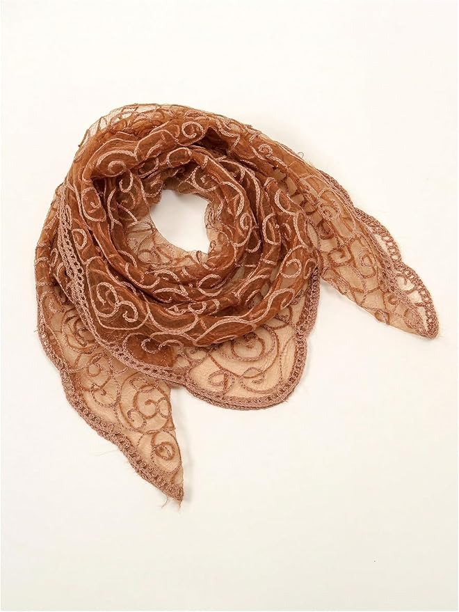 Floerns Women's Flower Embroidery Hair Scarf Headband Sheer Lace Hair Bandana