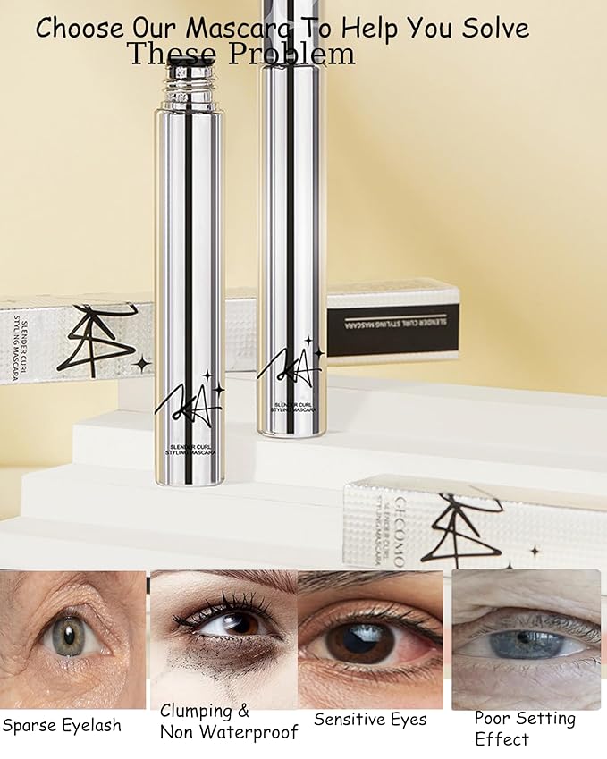Mascara for Older Women 60 Plus,2 Pcs Brown Waterproof Volumizing Prime Mascara for Mature Women Volume and Length Long Lasting with Thinning Lashes Hypoallergenic Eyelash Makeup for Sensitive Eyes-02
