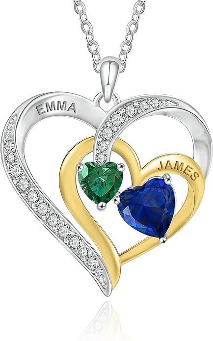 GLAMCARAT Personalized mothers necklace with birthstones names sterling silver jewelry for women customized engraved necklace
