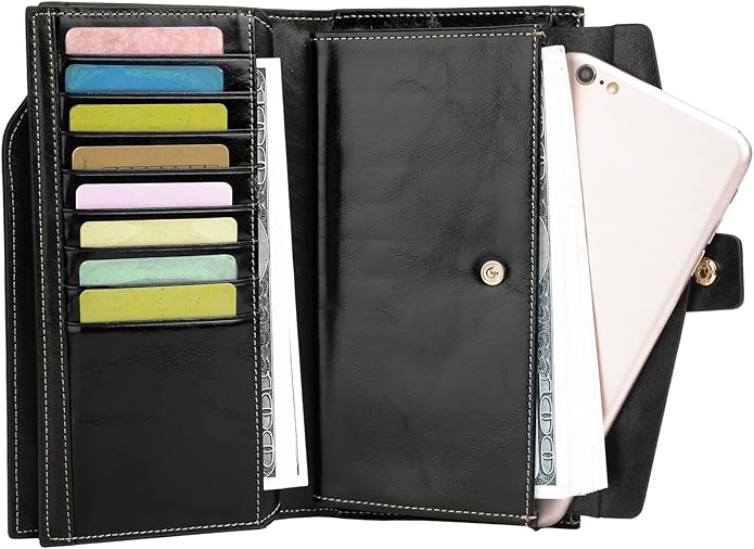 YALUXE Women's Genuine Leather Wallet RFID Blocking Multi Card Holder with Cell Phone Pocket Mothers Day Gifts