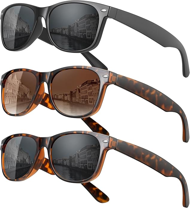 MEETSUN Classic Polarized Sunglasses for Women Men Trendy Retro Sun Glasses for Driving UV Protection (3 Pack)