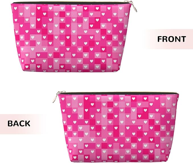 Cute Valentine's Day Hearts Makeup Bag Zipper Pouch Travel Portable Cosmetic Bag Organizer for Women