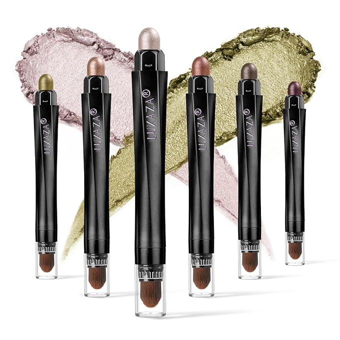 6PCS Champagne Pink Eyeshadow Stick Makeup Sets, Long Lasting Cream Shadow,Metallic And Matte Shimmer Eye Shadow Eye Brightener Stick Pencil Crayon, B04-Champagne Pink