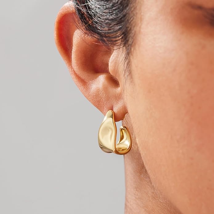 Gold Plated Statement Chunky Dangle Stud Earrings for Women, Gold Plated Hoop Knot Claw Earrings Tarnish Free Jewelry for Women Gifts