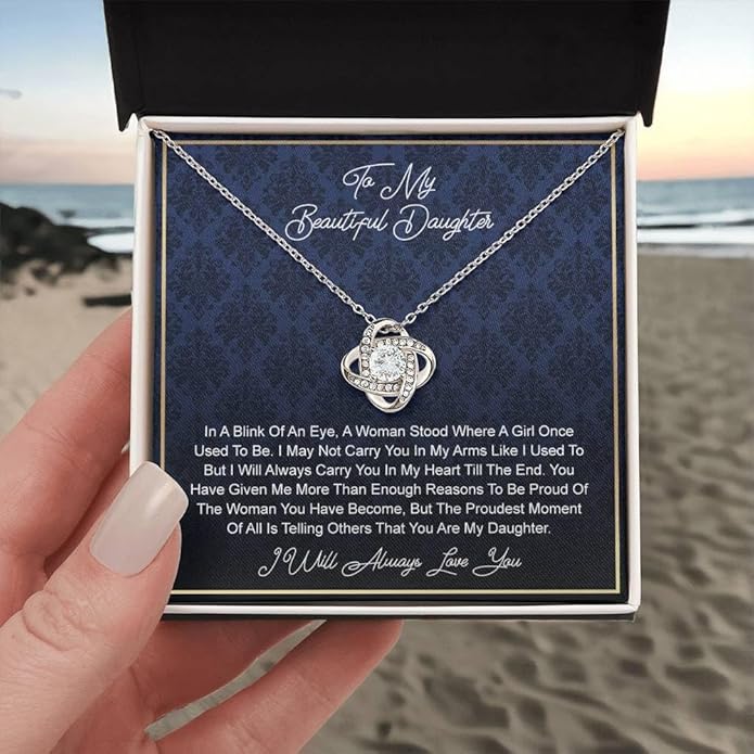 VIRAGIL To My Daughter Gift Necklace From Dad or Mom - Badass Daughter Jewelry With Heartfelt Message & Elegant Box