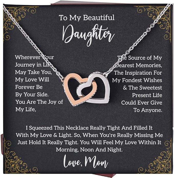 VIRAGIL To My Daughter Gift Necklace From Dad or Mom - Badass Daughter Jewelry With Heartfelt Message & Elegant Box