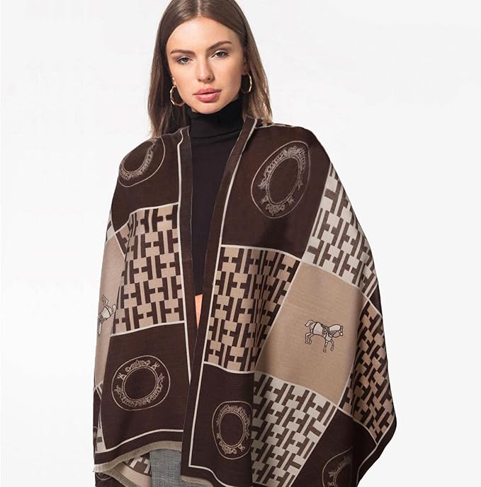 EXTREE Scarfs for Women Pashmina Silky Shawl Wrap for Evening Dressing Blanket Open Front Poncho Cape
