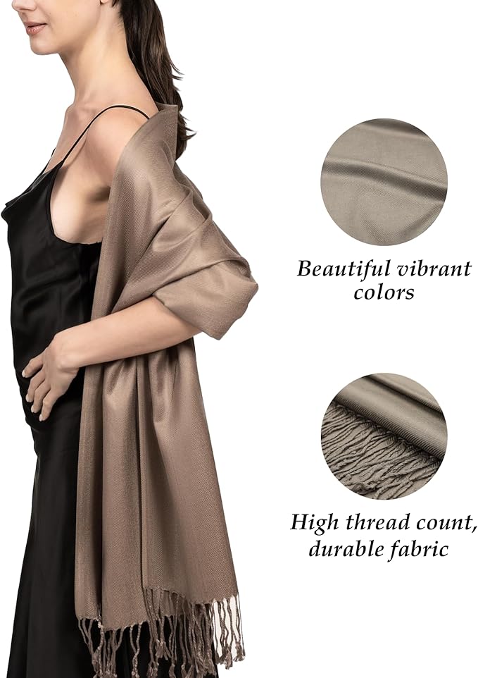 Achillea Soft Silky Pashmina Scarf for Women – Shawl Wrap for Evening Dresses, Bridesmaids, Weddings & Everyday Wear