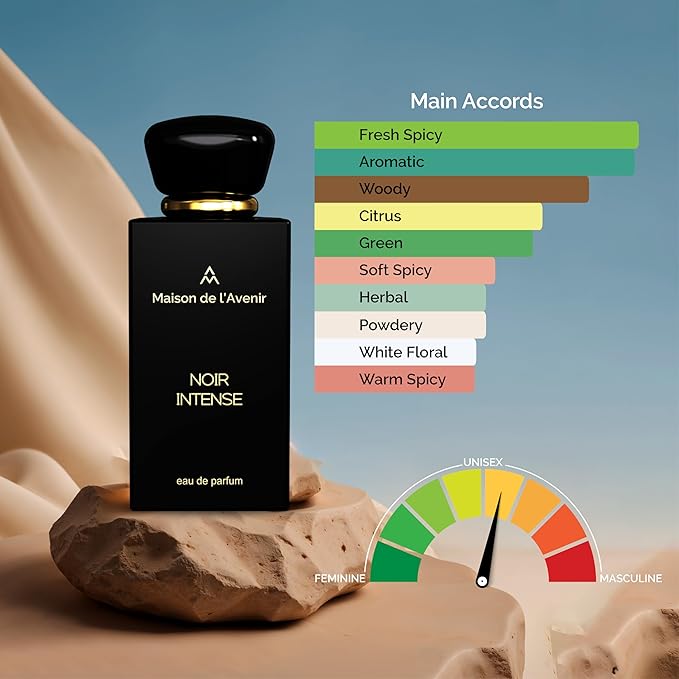 Maison de l'Avenir Noir Intense - Unisex - Cologne for Men - Perfume for Women - Aromatic Fougère - with notes of Lavender, Bergamot and Patchouli - Long Lasting - Fine Niche Fragrance