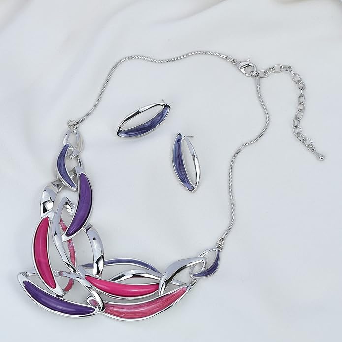 Vintage Statement Jewelry Set Leaf Floral Bohemian Boho Statement Necklace Earring Set Crystal Fashion Costume Jewelry