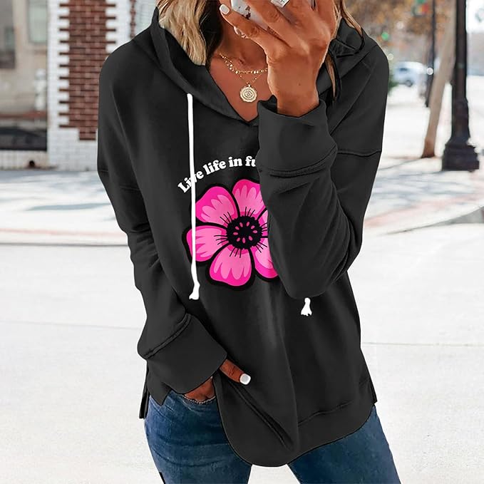 Women's Brown Mandala Print Hoodie Long Sleeve Loose Fit Pullover Sweatshirt With Drawstring For Fall Winter