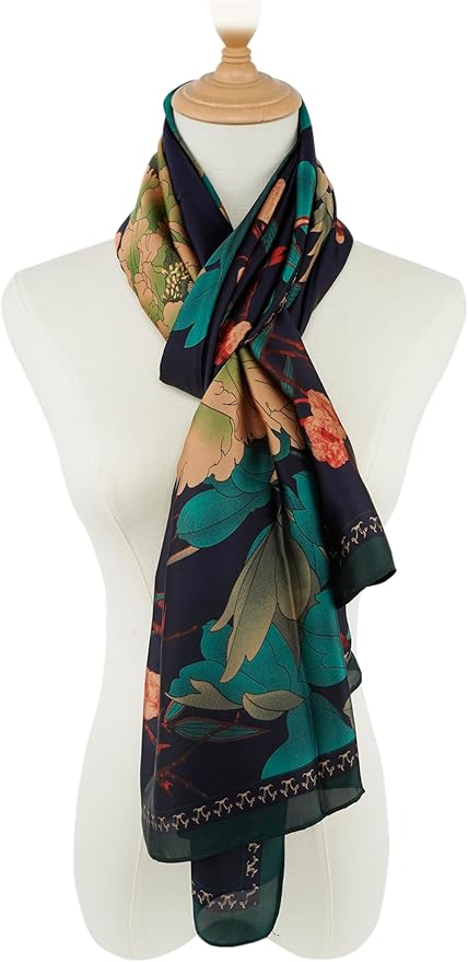 YOUR SMILE Large Mulberry Silk Feeling Long Stain Scarf Lightweight Sunscreen Shawls Wraps for Women