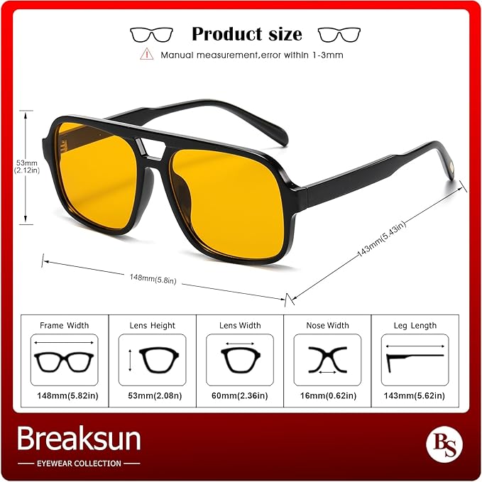 Retro Aviator Sunglasses for Women Men Trendy Classic 70s Square Aviator Sun Glasses Vintage Shades