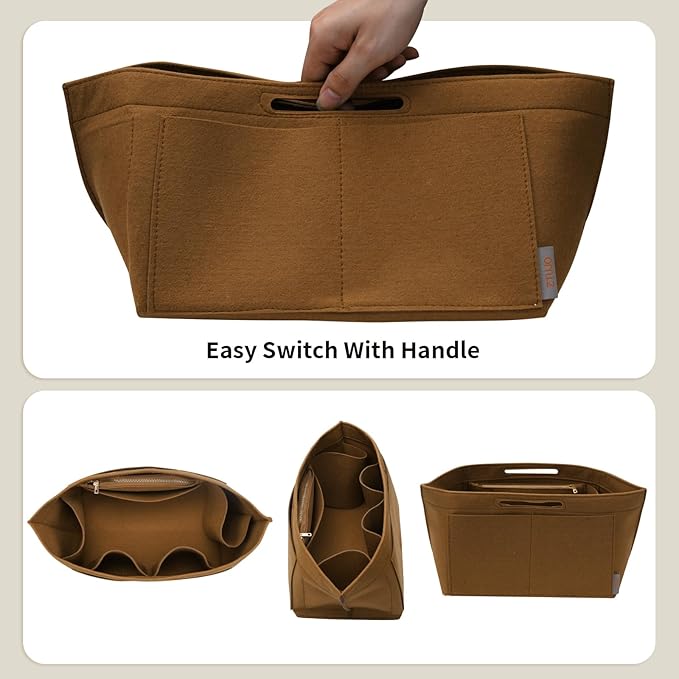 ZTUJO Purse Organizer Insert For Longchamp Le Pliage, Premium Felt Longchamp Purse Organizer Insert (Lighting Coffee, Medium For Shoulder Bag S & Energy Small & Xtra S)