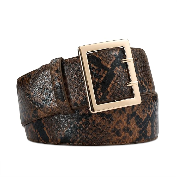 Wide Belts for Women Leather Wide Belts Fashion Thick Black Belt With Gold Buckle Belt for Dresses