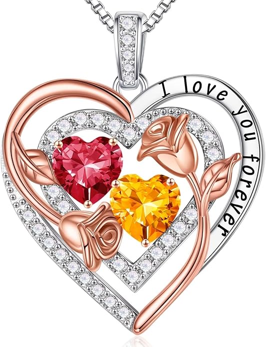 Iefil Mothers Day Gifts for Wife - Sterling Silver Birthstone Necklace Birthday Gifts for Her Wife