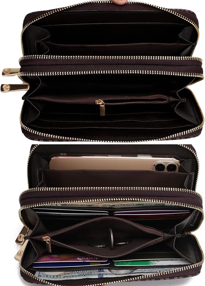 MKF Collection Wristlet Wallet for Women, Small Vegan Leather Credit Card Holder with Zipper Coin Pocket Wallet Purse Handbag By Mia K