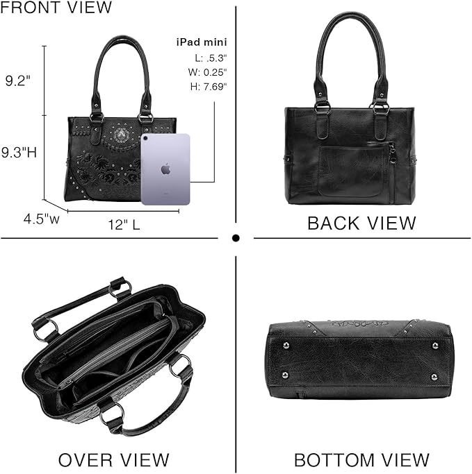 Tote Bag for Women Large Western Purse Ladies Top Handle Shoulder Handbags Vintage Embossed Concho Studs