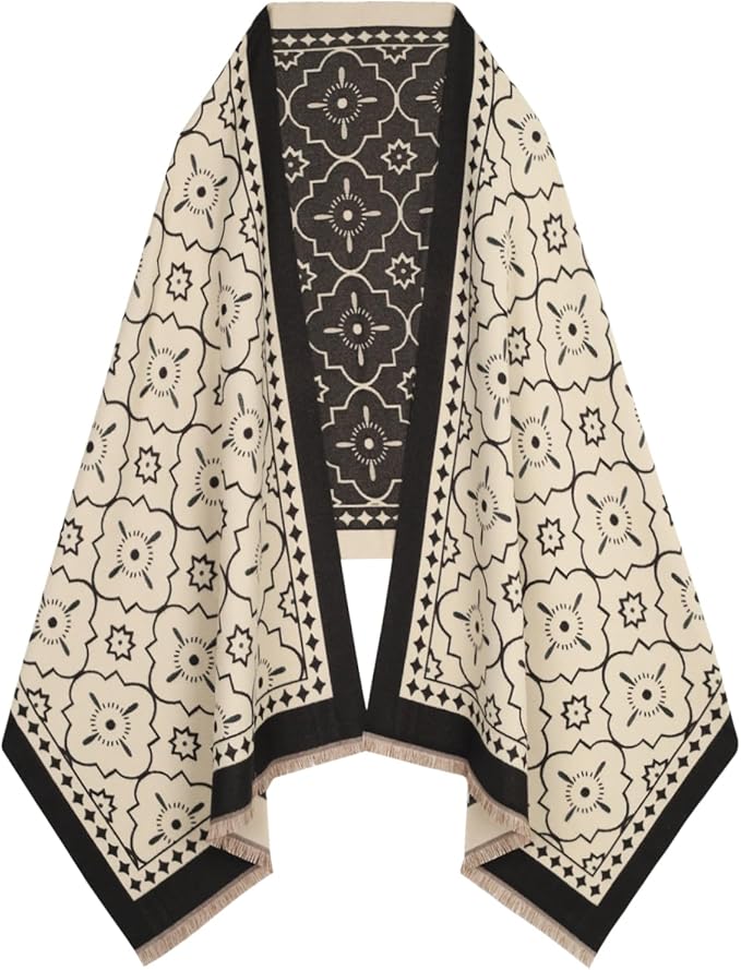 EXTREE Scarfs for Women Pashmina Silky Shawl Wrap for Evening Dressing Blanket Open Front Poncho Cape