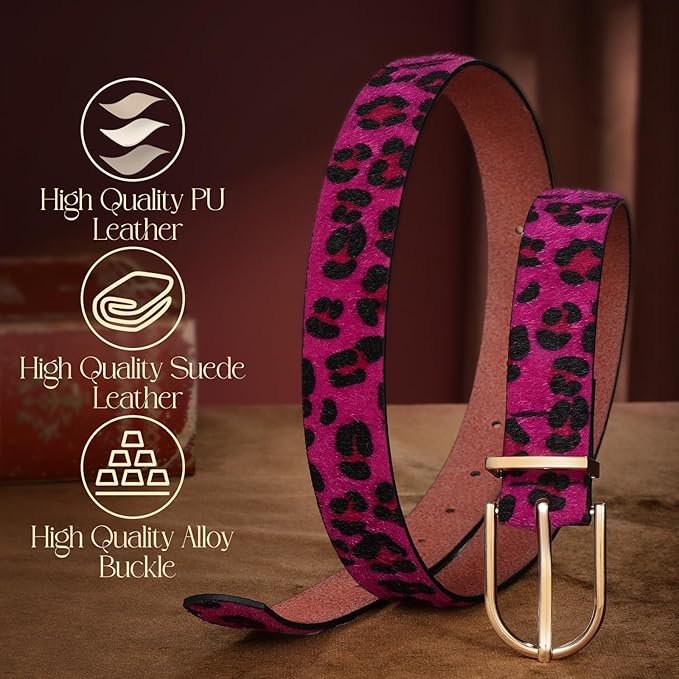 SANSTHS Women Faux Leather Chic Belts for Jeans Pants Fashion Ladies Belt Solid Color with Gold Curved Pin Buckle