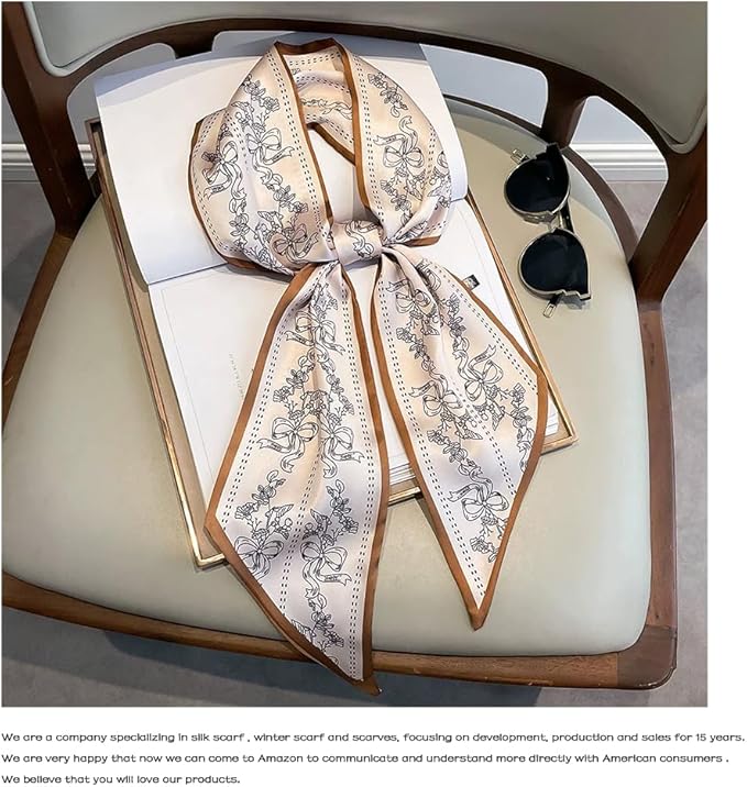 Livrerpi Silk Feeling Head Scarf Fashion Satin Hair Scarf Square Long Scarves for Women Gifts